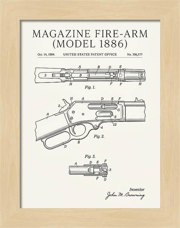 Winchester Model 1886 Rifle Browning Minimalist Patent Us306577