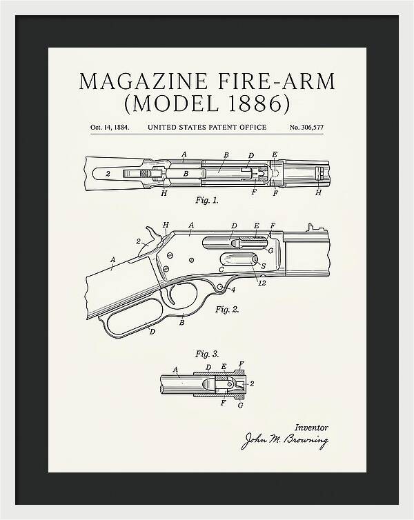 Winchester Model 1886 Rifle Browning Minimalist Patent Us306577