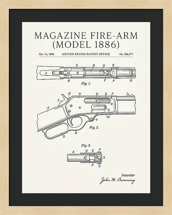Winchester Model 1886 Rifle Browning Minimalist Patent Us306577