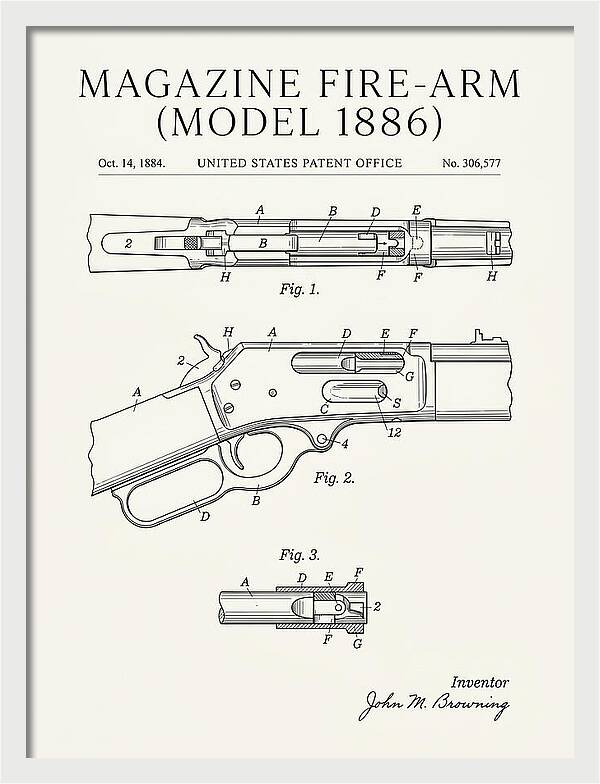 Winchester Model 1886 Rifle Browning Minimalist Patent Us306577