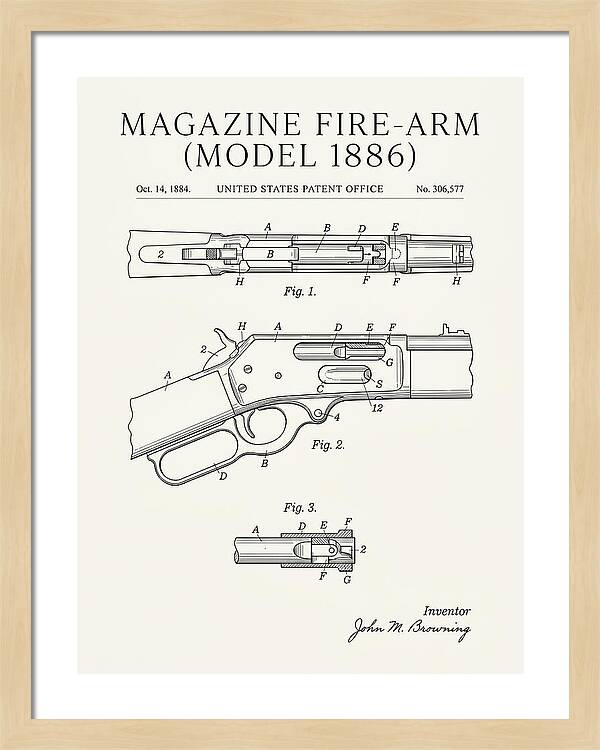 Winchester Model 1886 Rifle Browning Minimalist Patent Us306577