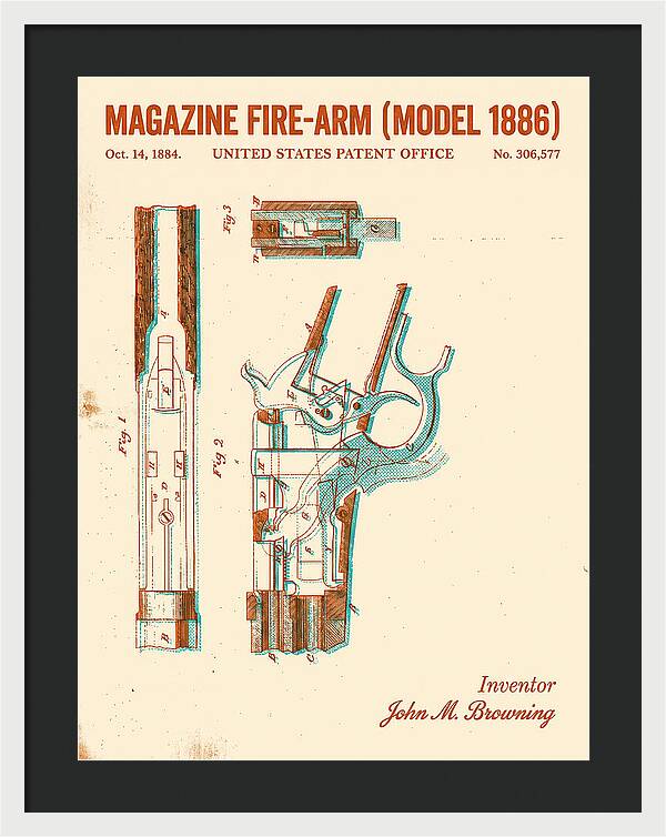 Winchester Model 1886 Rifle Browning Retro Patent Us306577