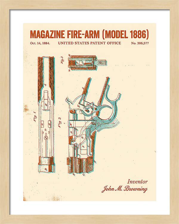 Winchester Model 1886 Rifle Browning Retro Patent Us306577