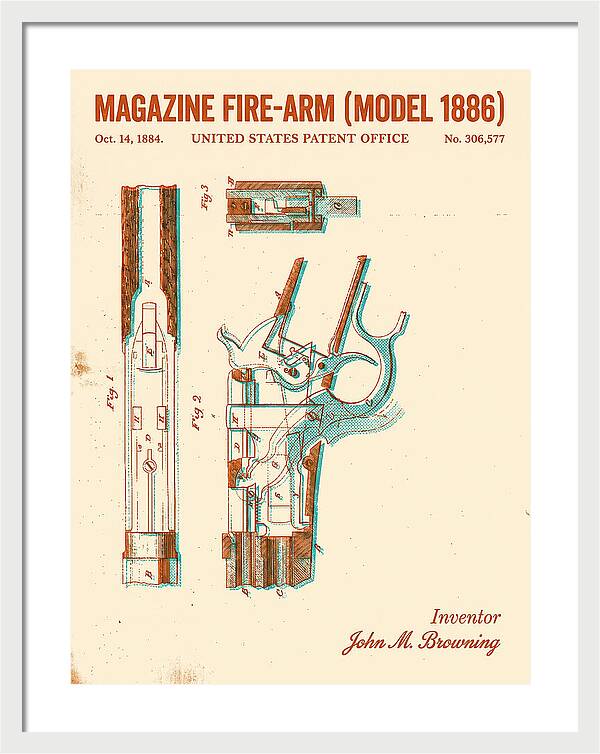 Winchester Model 1886 Rifle Browning Retro Patent Us306577