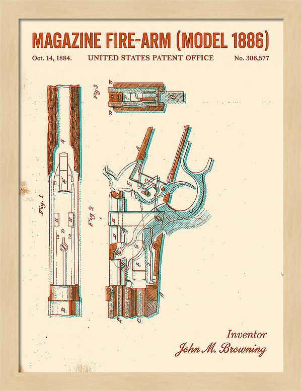 Winchester Model 1886 Rifle Browning Retro Patent Us306577