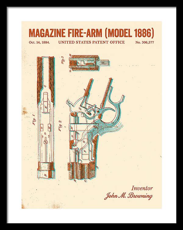 Winchester Model 1886 Rifle Browning Retro Patent Us306577