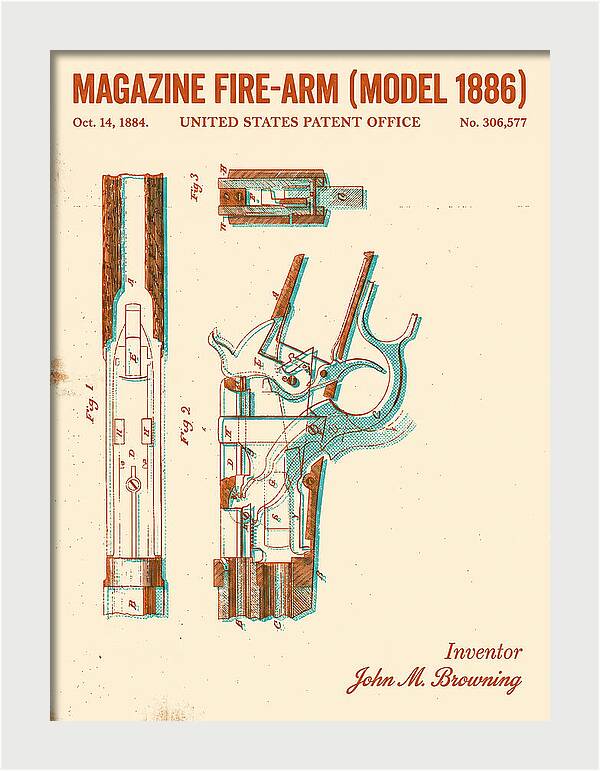 Winchester Model 1886 Rifle Browning Retro Patent Us306577