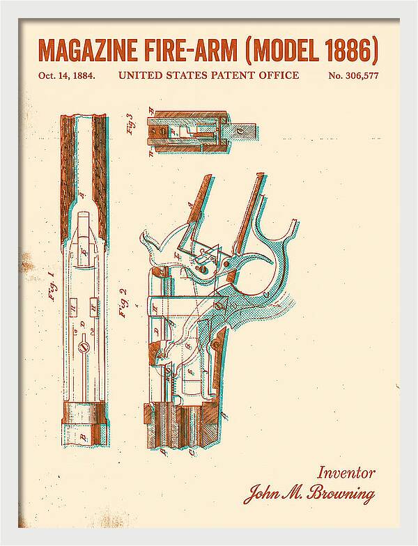 Winchester Model 1886 Rifle Browning Retro Patent Us306577
