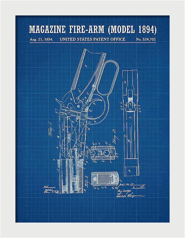 Winchester Model 1894 Rifle Browning Blueprint Patent Us524702