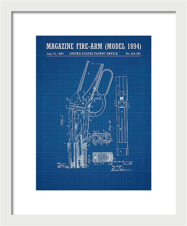 Winchester Model 1894 Rifle Browning Blueprint Patent Us524702