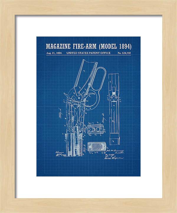 Winchester Model 1894 Rifle Browning Blueprint Patent Us524702