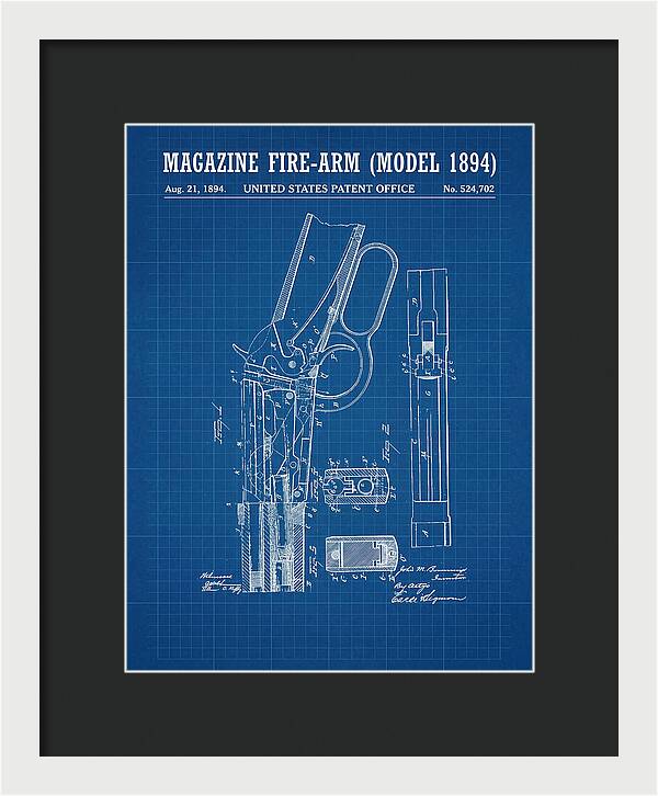 Winchester Model 1894 Rifle Browning Blueprint Patent Us524702