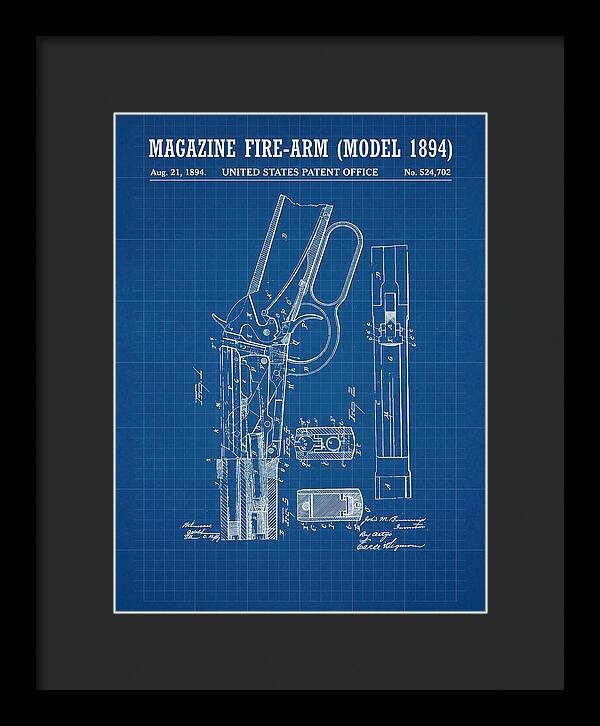 Winchester Model 1894 Rifle Browning Blueprint Patent Us524702