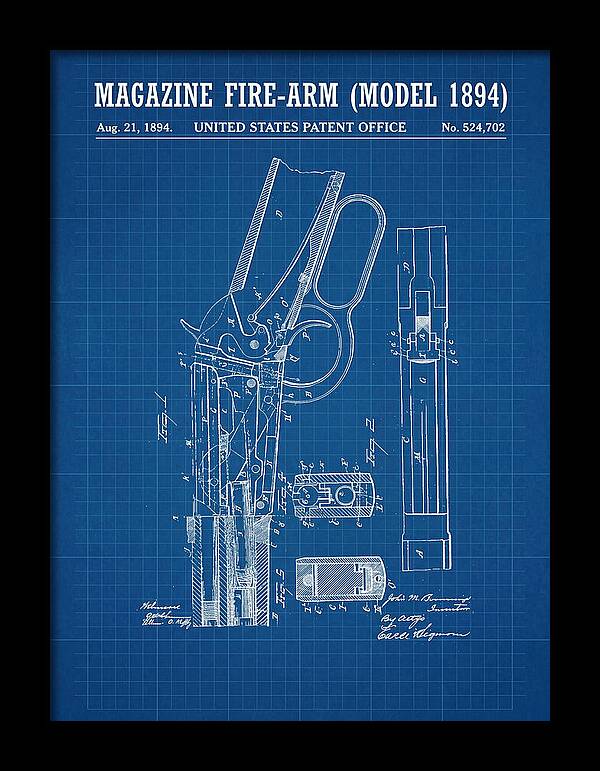 Winchester Model 1894 Rifle Browning Blueprint Patent Us524702