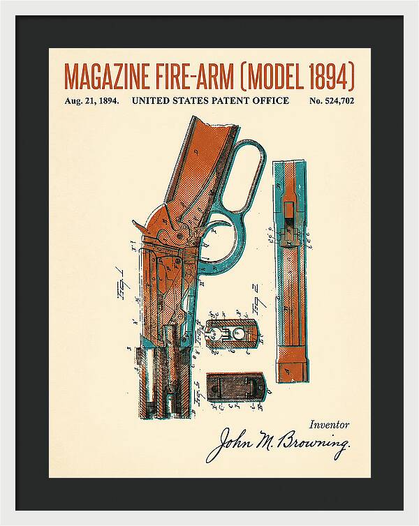 Winchester Model 1894 Rifle Browning Retro Patent Us524702