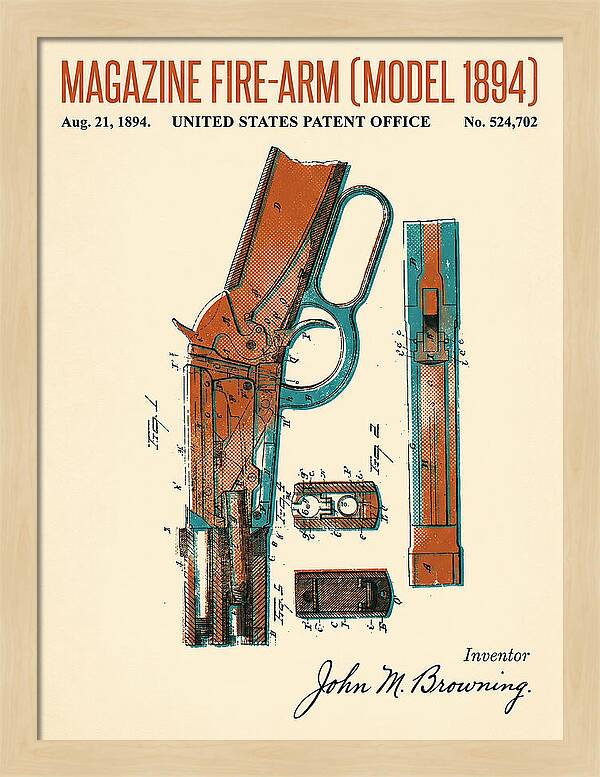 Winchester Model 1894 Rifle Browning Retro Patent Us524702