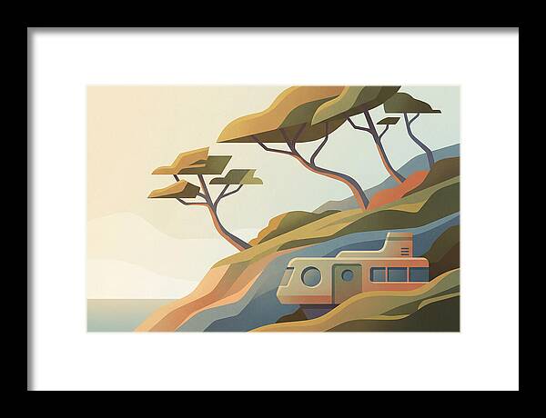 Wind Bent Trees On Coastal Hills