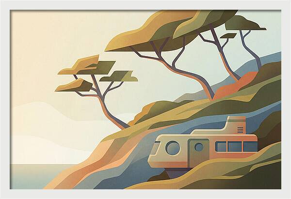 Wind Bent Trees On Coastal Hills