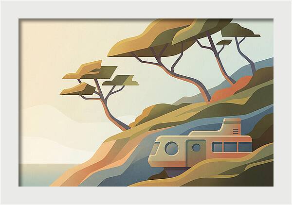 Wind Bent Trees On Coastal Hills