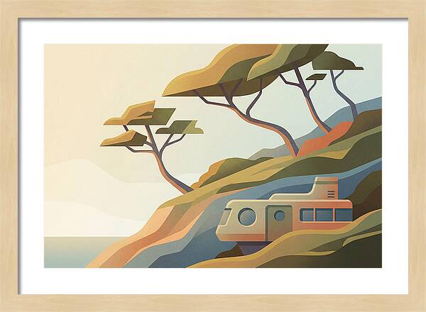 Wind Bent Trees On Coastal Hills