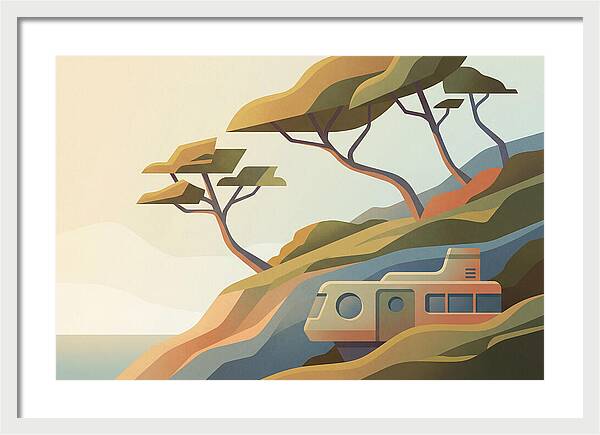 Wind Bent Trees On Coastal Hills