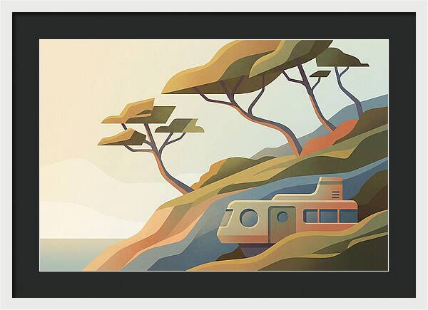 Wind Bent Trees On Coastal Hills