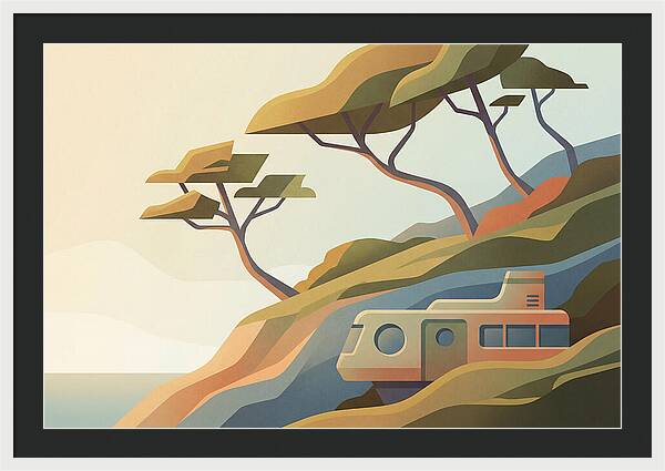 Wind Bent Trees On Coastal Hills