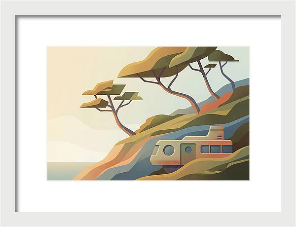Wind Bent Trees On Coastal Hills