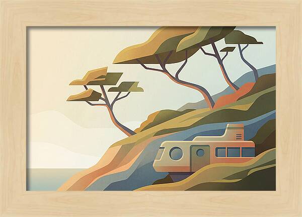 Wind Bent Trees On Coastal Hills