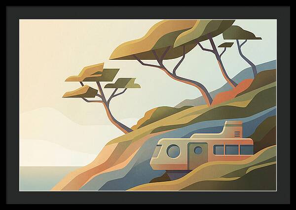 Wind Bent Trees On Coastal Hills