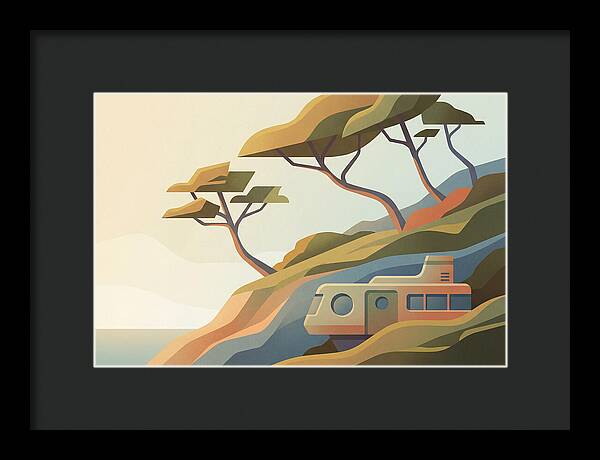 Wind Bent Trees On Coastal Hills