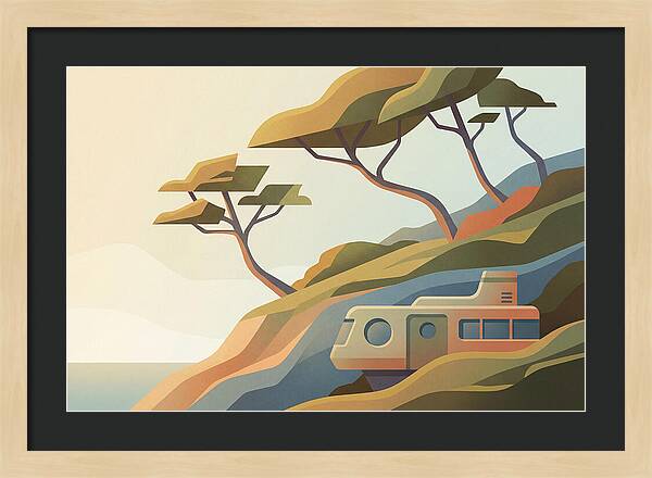 Wind Bent Trees On Coastal Hills