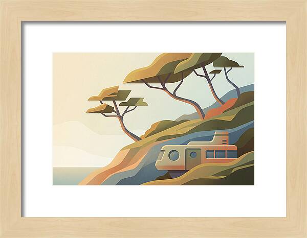 Wind Bent Trees On Coastal Hills