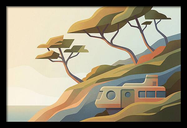 Wind Bent Trees On Coastal Hills