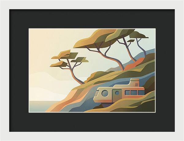 Wind Bent Trees On Coastal Hills