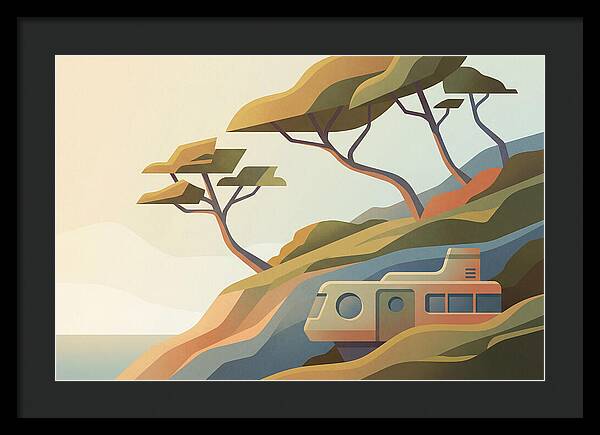 Wind Bent Trees On Coastal Hills