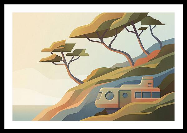 Wind Bent Trees On Coastal Hills