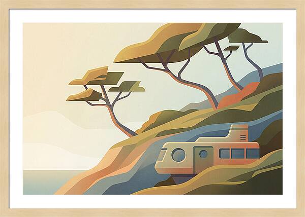 Wind Bent Trees On Coastal Hills