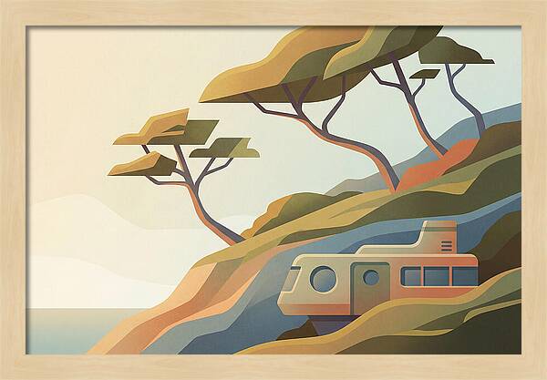 Wind Bent Trees On Coastal Hills