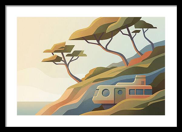 Wind Bent Trees On Coastal Hills