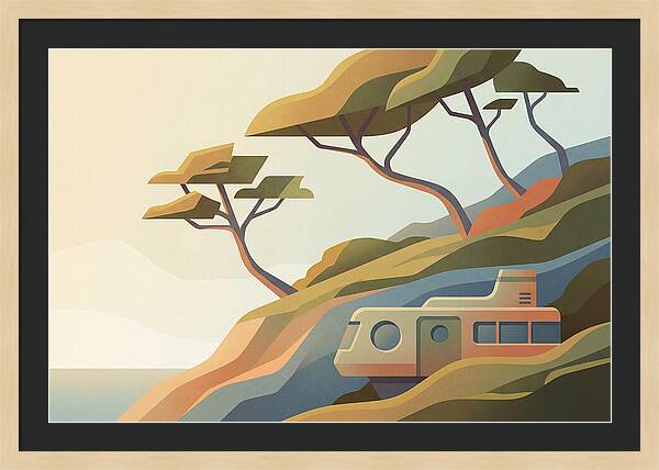 Wind Bent Trees On Coastal Hills
