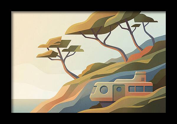 Wind Bent Trees On Coastal Hills