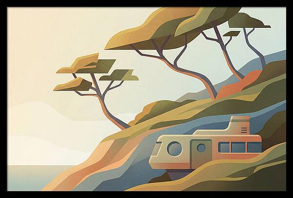 Wind Bent Trees On Coastal Hills