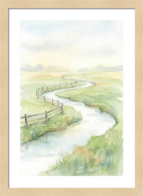 Winding Creek Through Green Pasture