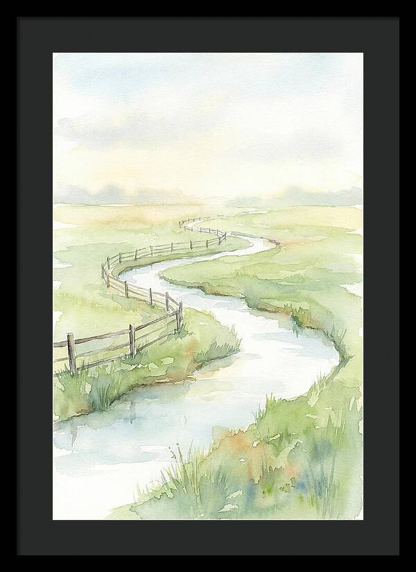 Winding Creek Through Green Pasture