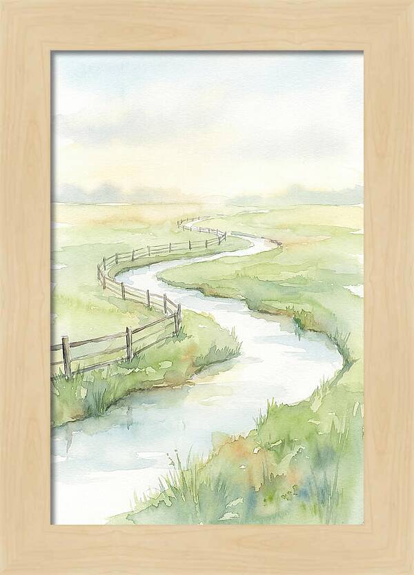 Winding Creek Through Green Pasture
