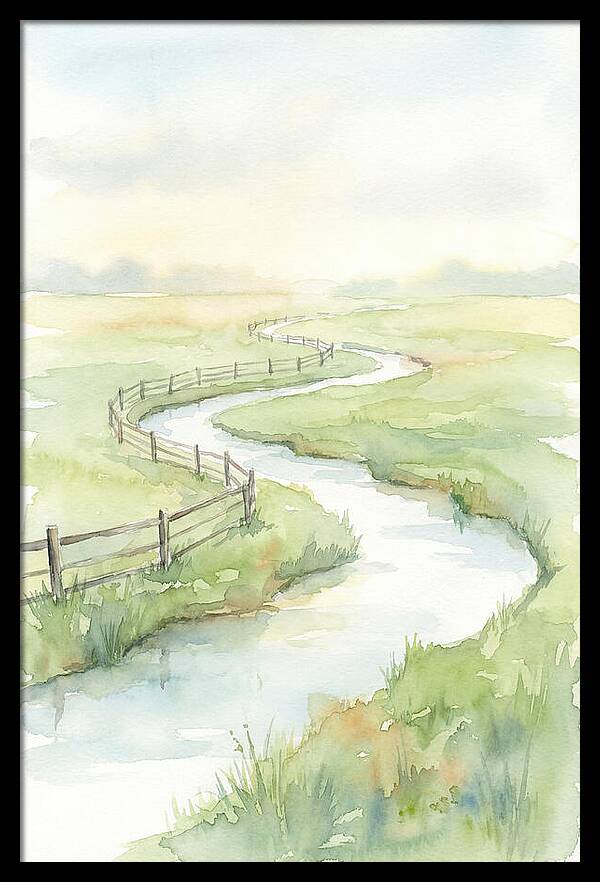 Winding Creek Through Green Pasture