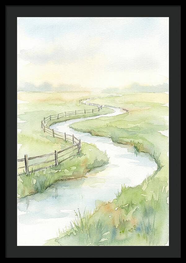Winding Creek Through Green Pasture