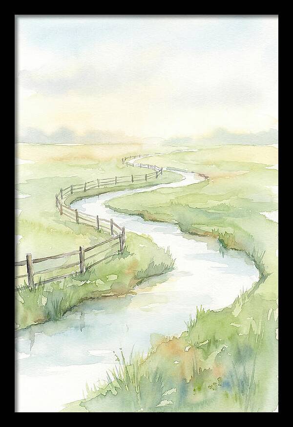 Winding Creek Through Green Pasture