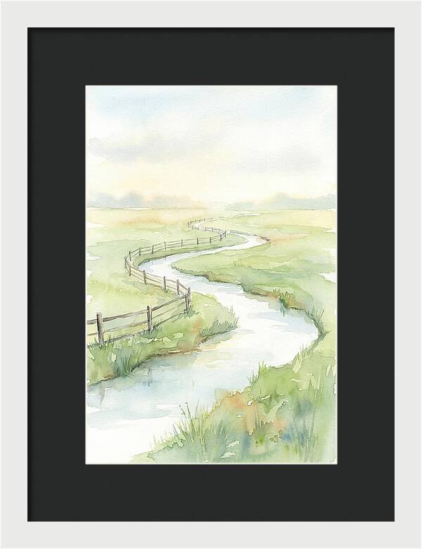 Winding Creek Through Green Pasture